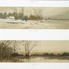 Winter by the Sea; Coming of Autumn [prints depicting winter landscape along the seashore; fall landscape with leaves falling from trees].