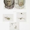 Bonnets and Hats [prints depicting bonnet cut outs, and hats, flowers, birds, hearts with arrows, and young girl].