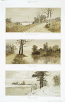 Prints entitled 'road to Bar Harbor, Me.,' 'a quiet hour' and 'pines in winter.'