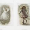 Prints entitled 'budding life' and an untitled print, depicting a child in a flower patch catching butterflies and a girl jumping rope.