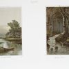 Prints entitled 'a quiet inlet' and 'mountain stream.'