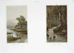 Prints entitled 'a quiet inlet' and 'mountain stream.'