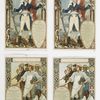 Columbian courtship: cards entitled 'the Frenchman' and 'and other suitors from over the water put in their claims.'