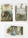 The life of Columbus in pictures : Receiving his commission from the officer of the royal guards ; The departure from Palos ; The Inn at Valladolid where Columbus died.