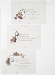 Christmas and Easter cards with text depicting violets.