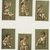 Trade cards depicting children in high chairs.