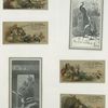 Trade cards depicting puppies, kittens, birds, an owl, a peacock, baskets, flowers, leaves and the moon.