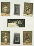 Trade cards depicting flowers, views of the forest and women from various countries : Turkey, Holland, Austria and Spain.