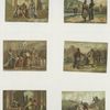 Trade cards depicting scenes from the lives of French kings : Childéric, Dagobert II, Clovis, Chilpéric II, Childebert and Thierry II.