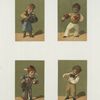 Trade cards depicting boys in various clothing.