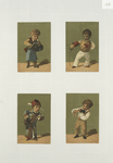 Trade cards depicting boys in various clothing.