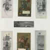 Trade cards depicting fruit, flowers, vases, sailboats, the ocean, plants and a butterfly.