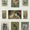Trade cards depicting children, snow, a dog, a cat, mountains, the moon, a boat, flies, a flower and a figure ; cigarette cards entitled 'between the acts and bravo' of H. J. Montague & J. Jefferson.