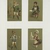 Cards depicting children in the following professions : a coachman, a concierge, a jockey and a maid.