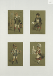 Cards depicting children in the following professions : a coachman, a concierge, a jockey and a maid.