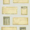 Trade cards and calendars with New Year and Christmas greetings, depicting flowers, spools of thread, sewing, a pulley, women and children.
