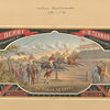 [An advertisement depicting a horse race, spectators and stands.]