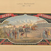 [An advertisement depicting a horse race, spectators and stands.]