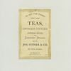 Trade card and calendar with the text : Joseph Steiner & Co., Importers and dealer in choice teas and spices, 132 Sixth Ave., N.E. Corner of 10th Street, N.Y.; depicting an Asian man holding a banner with a calendar and text.