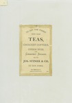 Trade card and calendar with the text : Joseph Steiner & Co., Importers and dealer in choice teas and spices, 132 Sixth Ave., N.E. Corner of 10th Street, N.Y.; depicting an Asian man holding a banner with a calendar and text.
