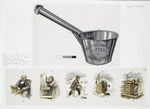 Dot long handed dipper by Yawcob Strauss [depicting a man reading, drinking water, going to the well on a winter day, falling into the well and a boy drinking from the well bucket on a summer day].