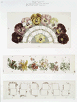 Calendars and Christmas cards depicting a pansy arrangement, flowers, holly, fans, Valentines, umbrellas, and other seasonal trinkets.