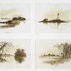 Views of New England [cards depicting landscape views of the ocean, rivers, lighthouses, distant buildings and trees].