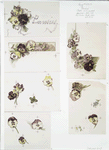 Pansies [depicting flowers, clover and ribbon writing].