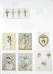 Valentines and Easter cards depicting flowers, crosses, girls, baskets, hats and a bird's nest.