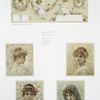 Calendar and Christmas card depicting girls, flowers and ribbon ; 'The four beauties' : a series of portraits entitled 'Seraphine,' 'Angeline,' 'Coraline' and 'Madeline'.