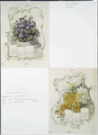 Calendars depicting purple, yellow and white flowers.
