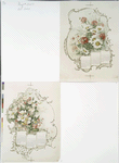 Calendars depicting red, yellow and white flowers, bees, a butterfly.