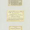 Trade cards depicting the Centennial Exhibition Buildings and grounds; the verso has musical notation for the American centennial hymn, 'Hand in Hand'.