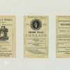 Trade cards depicting boys using : a sewing machine to make clothes, a thread and needle to harpoon a whale, thread to capture an elephant ; the cards have these words : Babes can run the new no. 8 Wheeler & Wilson sewing machine ; A new use for 'Barbour's linen thread' ; See what can be done with Willimantic six cord spool cotton.