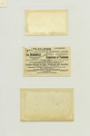 Trade cards depicting a painter, a bull charging at an easel, a tropical environment, birds, flowers, palm trees, a thatched roof dwelling, spice plants, mustard, all spice, cloves, cinnamon, ginger, pepper, cayenne pepper, nutmeg, and mace.