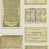 Trade cards and calendars depicting children, oversized hats, grapes, courtship, books, signs and glasses.