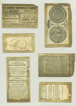 Trade cards depicting flowers, autumn foliage, acorns, books, an eagle, corn, a woman clothed in a patriotic dress and hat, boxes of corn starch and silver gloss starch.