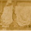 Plaster models of a lion's head.
