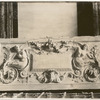 Plaster model of a panel decorated with winged female figures, fruit, foliage, and a satyr's head