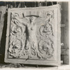 Plaster model of a panel decorated with a winged nude female figure and leaves