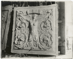 Plaster model of a panel decorated with a winged nude female figure and leaves
