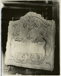 Plaster model of a panel decorated with two winged nude female figures, cornucopias and leaves