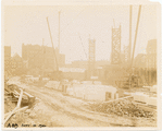 Exterior marble work : initial construction of the north facade, looking southeast