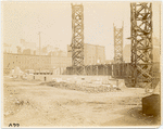 Exterior marble work : initial construction of the west facade, looking northeast