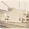 Exterior marble work : construction of the west facade, looking northeast
