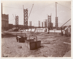 Exterior marble work : initial construction of the Fifth Avenue facade, looking southwest