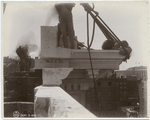 Exterior marble work : close-up view of the construction of the cornice on the south facade