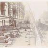 Exterior marble work : Fortieth Street facade, with a Steinway and Sons truck at far right