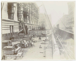 Exterior marble work : Fortieth Street facade, with a Steinway and Sons truck at far right