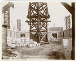 Interior work : construction of walls, looking north